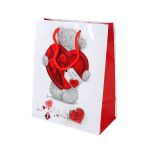 Пакет подарочный малый - Мишка держит красное сердечко / Для тебя! 23 х 18 х 10 см (ME TO YOU)
