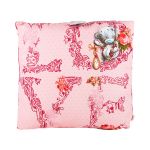 Подушка диванная розовая - Мишка с гирляндой цветов и часиками (ME TO YOU)