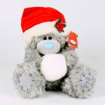 Мишка 20 см в красном колпачке Деда Мороза держит снежок (ME TO YOU)